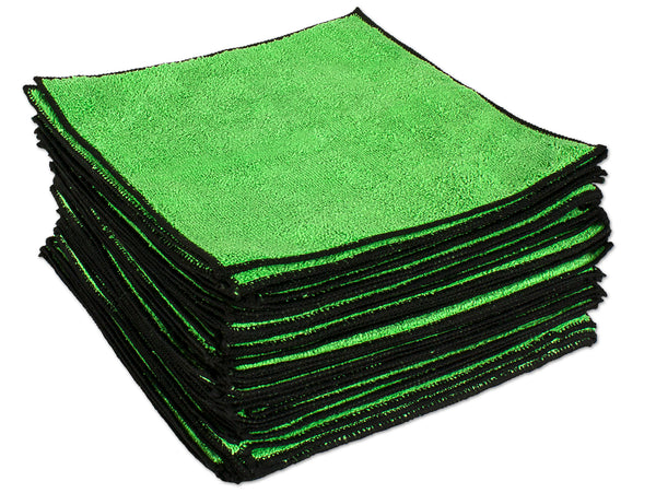 Eurow 12 x 12 in. 350 GSM Microfiber Cleaning Towels – Green With Black  Trim – 50-pack