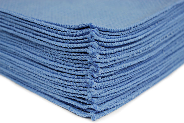 Nouvelle Legende® 16 x 16 in. 340 GSM Blue Microfiber Waffle Weave Towels –  12-pack