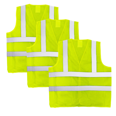 Eurow High Visibility ANSI Class II Security Vest, Mesh, Yellow 3-Pack