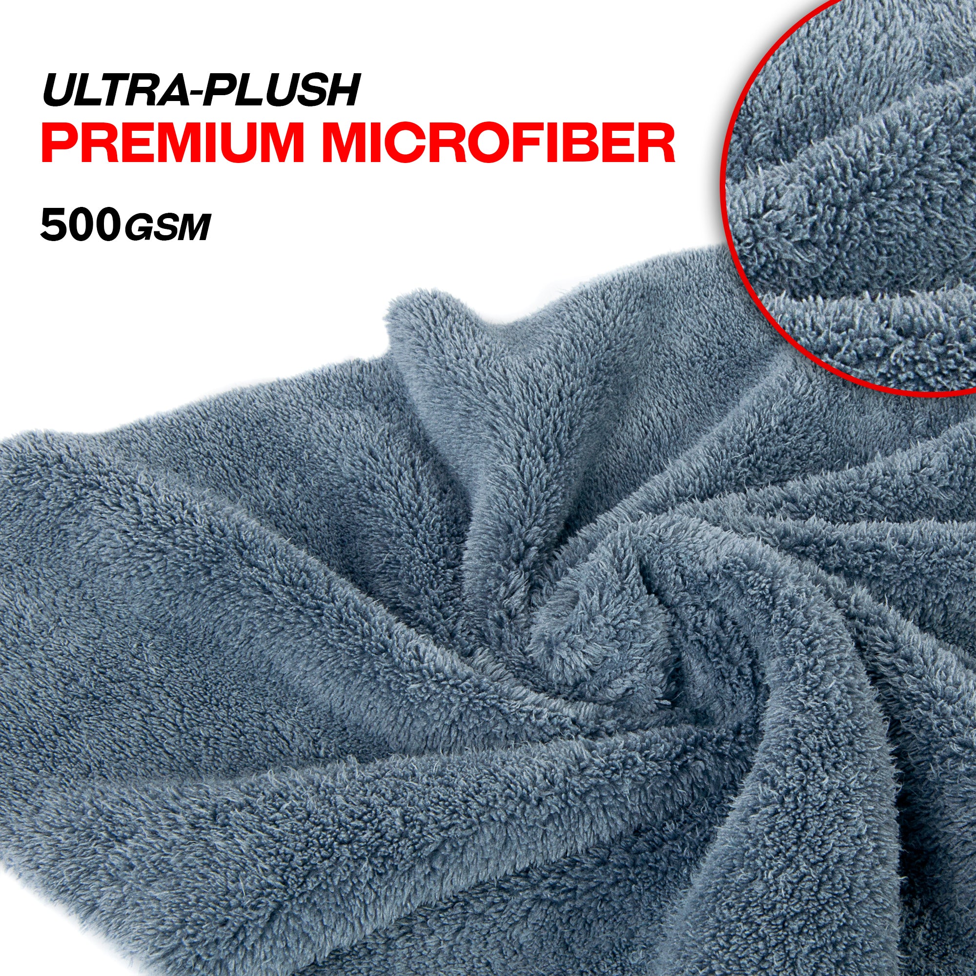 Detailer's Preference® 16 x 16 in. 500 GSM Ultra-Plush Edgeless Steel Gray  Microfiber Towels – 6-pack