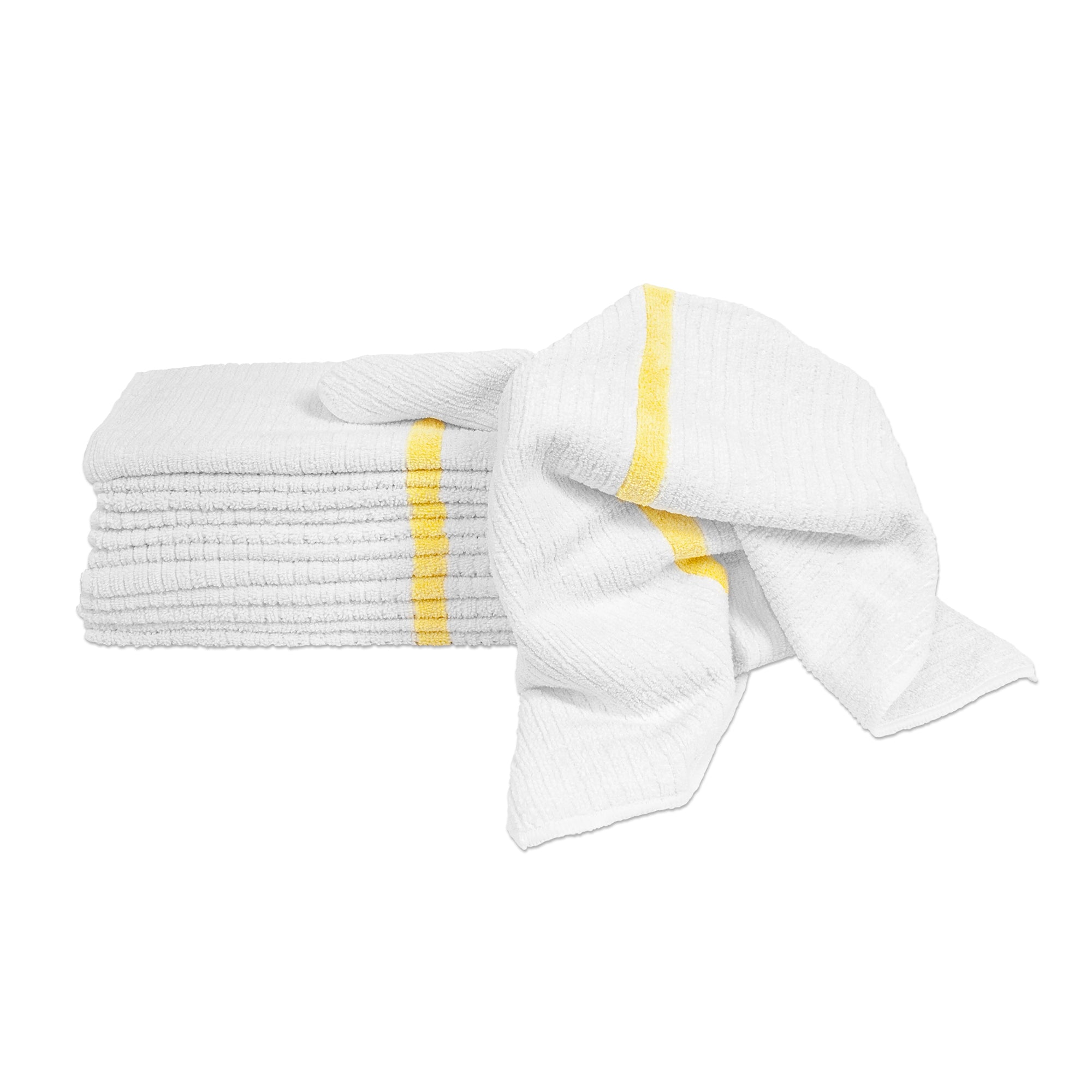 Nouvelle Legende Ribbed Microfiber Bar Towel, White with Green